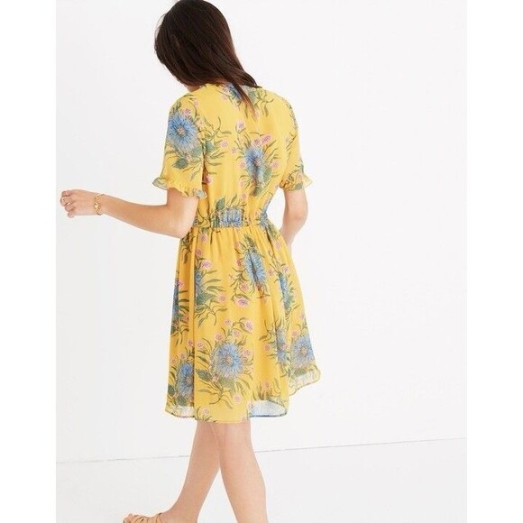Madewell Sweetgrass Ruffle-Sleeve Dress In Painted Blooms Size 0 Boho - Picture 2 of 9